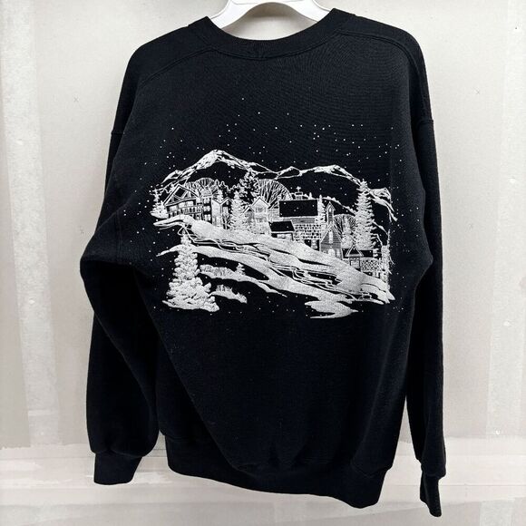 Vintage 80s Sutton's on Russell Athletic Black Sweatshirt Breckenridge Art SZ XL - Picture 6 of 8